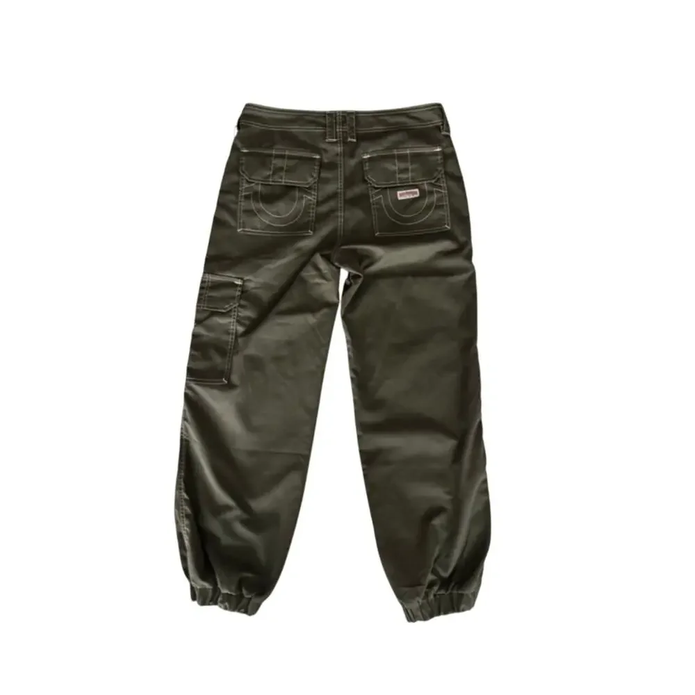 NWT True Religion Bobbi Baggy Cargo Pants Kalamata Olive Green size 28 - Picture 3 of 16
